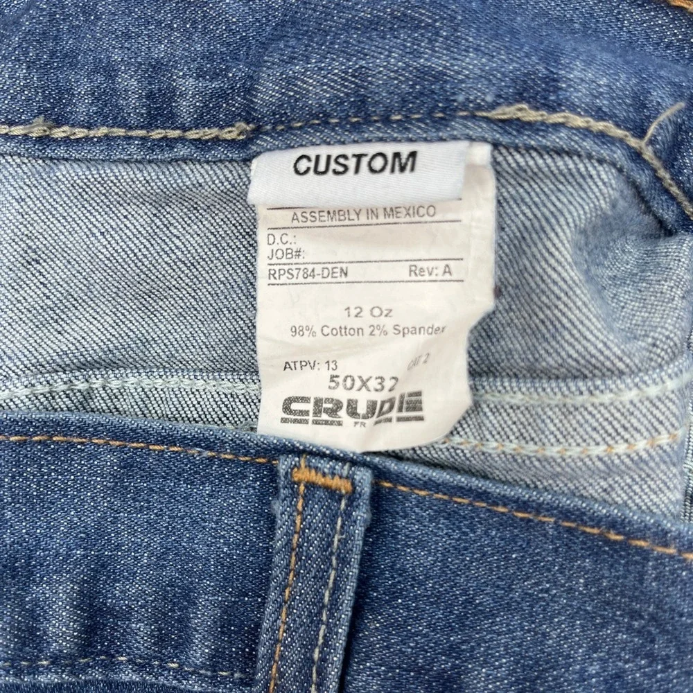 Crude FR Mens Flame Resistant Carpenter Jeans Blue 50x26 CAT 2 Workwear Denim